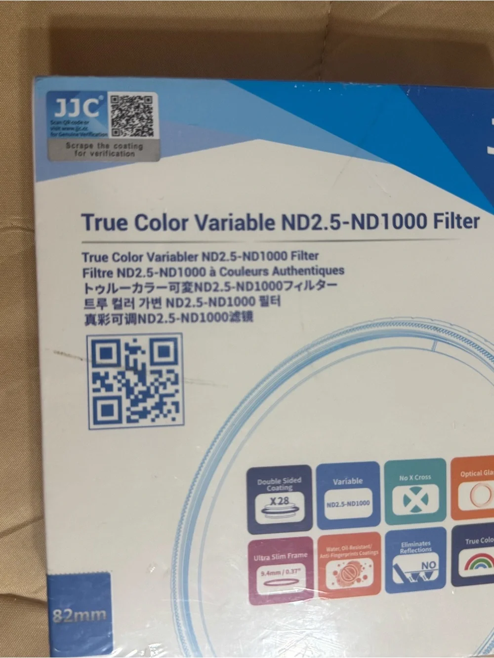 JJC True Color 82mm ND Filter Variable ND2.5-1000 (1-10 stops), No Color Shif...